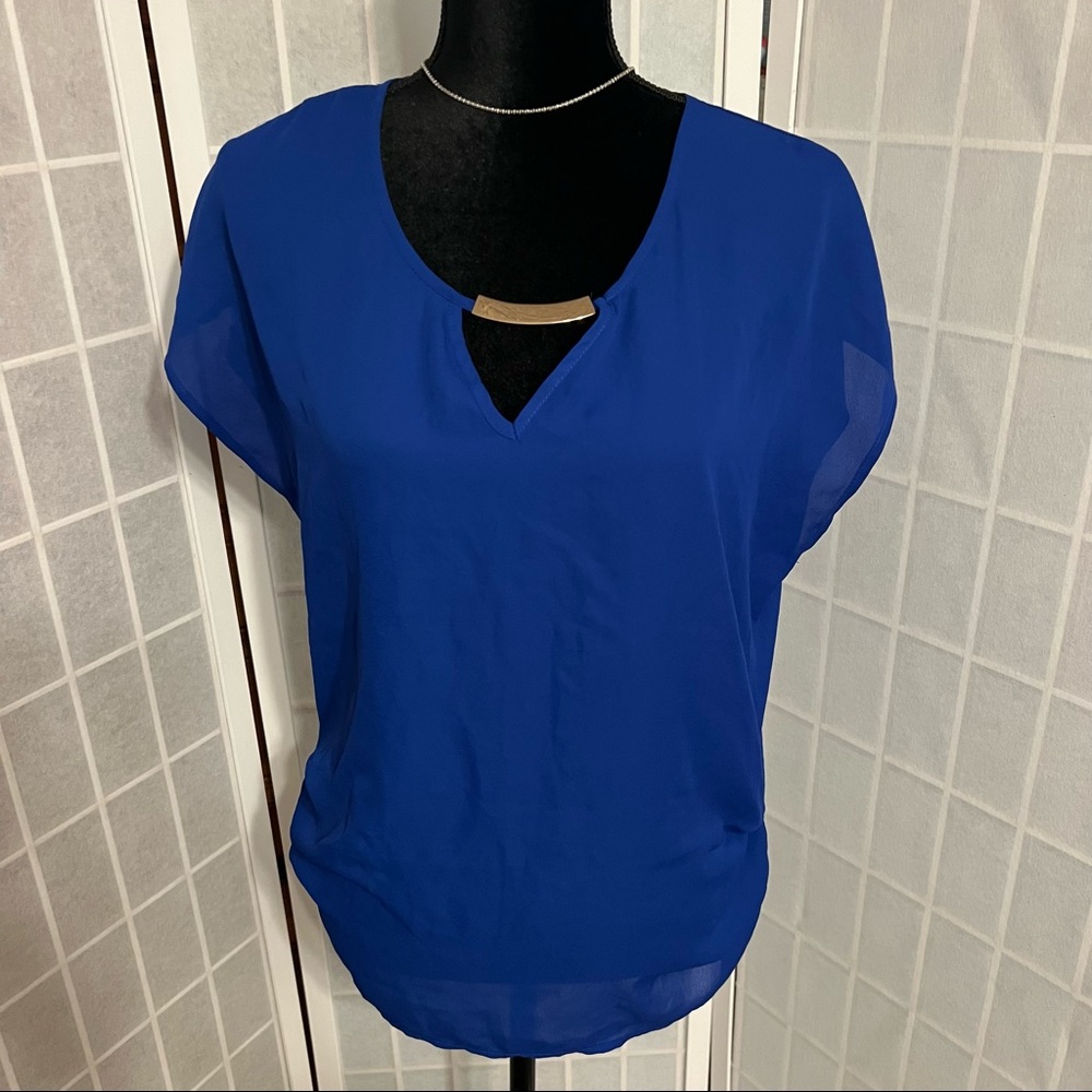 Blue Short Sleeve Blouse